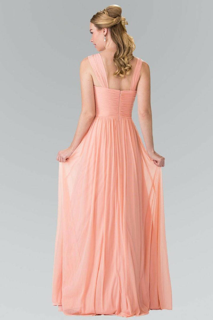 Pleated Bodice Bridesmaids Long Prom Dress GLGL2366-Shangri-La Fashion