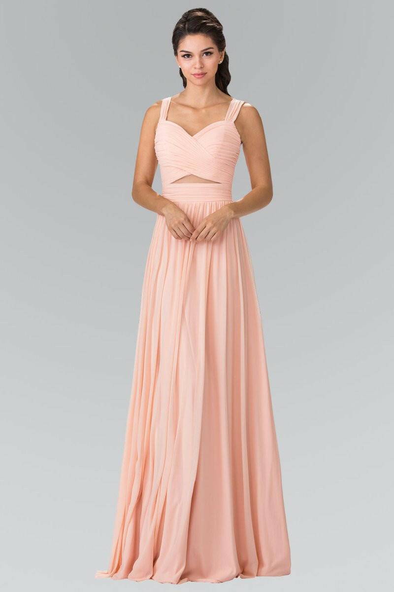 Pleated Bodice Bridesmaids Long Prom Dress GLGL2366-Shangri-La Fashion