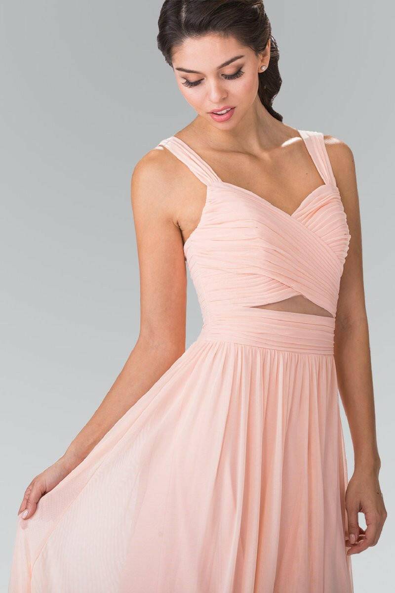 Pleated Bodice Bridesmaids Long Prom Dress GLGL2366-Shangri-La Fashion