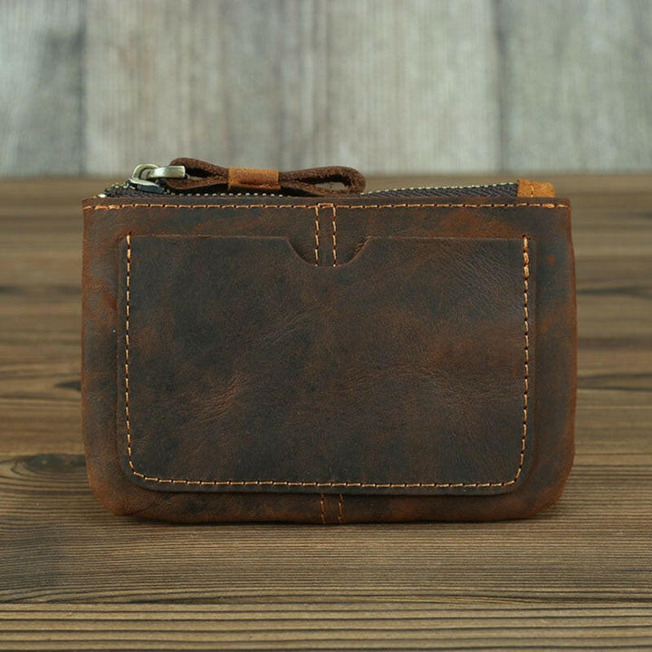 The Cael | Handmade Leather Coin Purse with Zipper-3