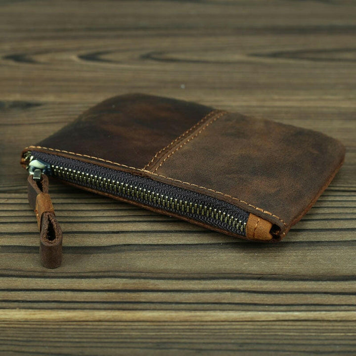 The Cael | Handmade Leather Coin Purse with Zipper-4