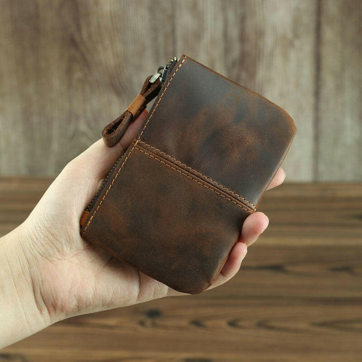 The Cael | Handmade Leather Coin Purse with Zipper-1