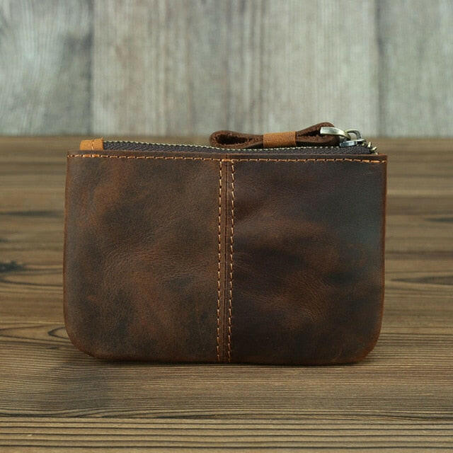 The Cael | Handmade Leather Coin Purse with Zipper-2