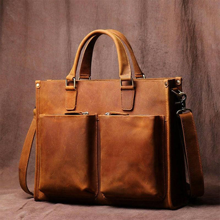 The Dagmar Leather Briefcase | Vintage Leather Messenger Bag-Shangri-La Fashion