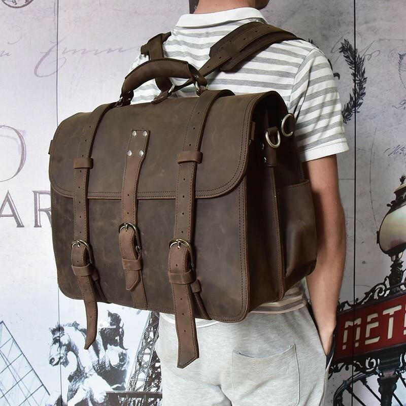 The Gustav Messenger Bag | Large Capacity Vintage Leather Messenger Bag-2