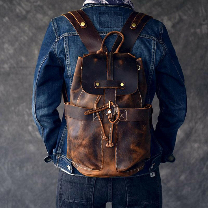 The Olaf Rucksack | Vintage Leather Travel Backpack-2