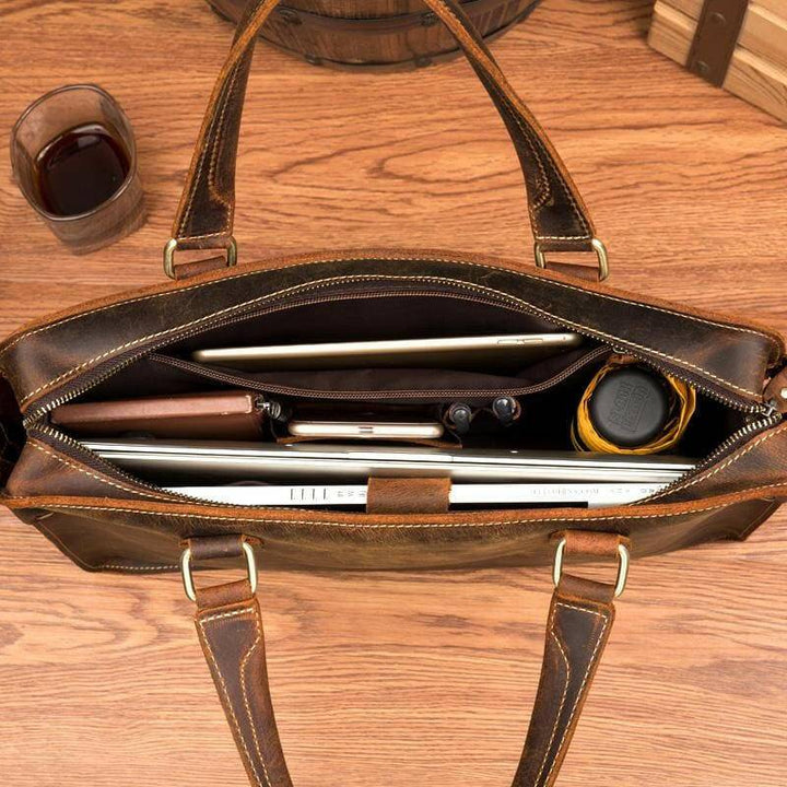 The Viggo Briefcase | Genuine Leather Messenger Bag-Shangri-La Fashion