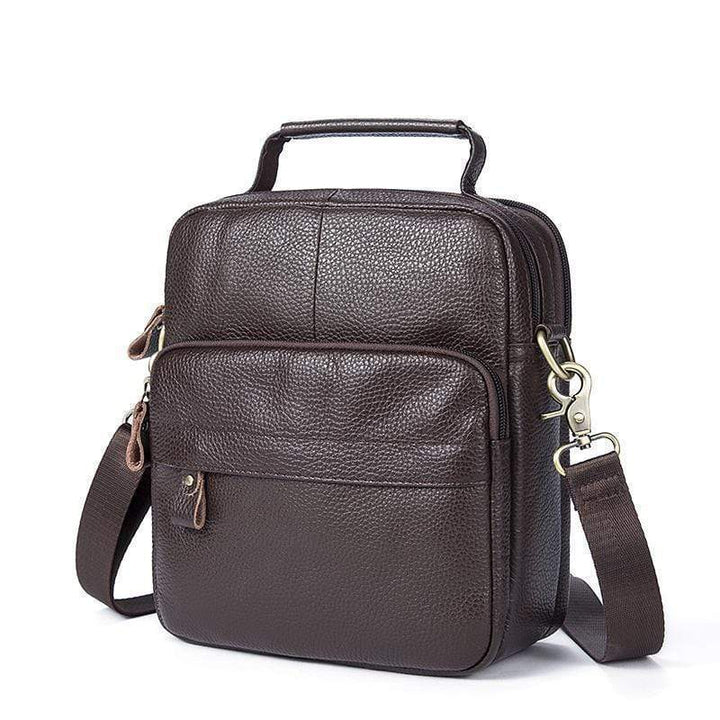 Rossie Viren Brown Men's Leather Messenger Bags Business Crossbody Shoulder Bag-3