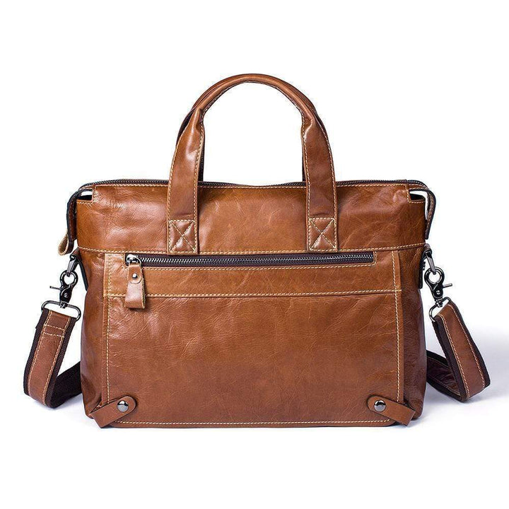 Rossie Viren  Men's Classic  15" Men's Handmade Leather Briefcase Laptop Bag Messenger Shoulder Bag-8