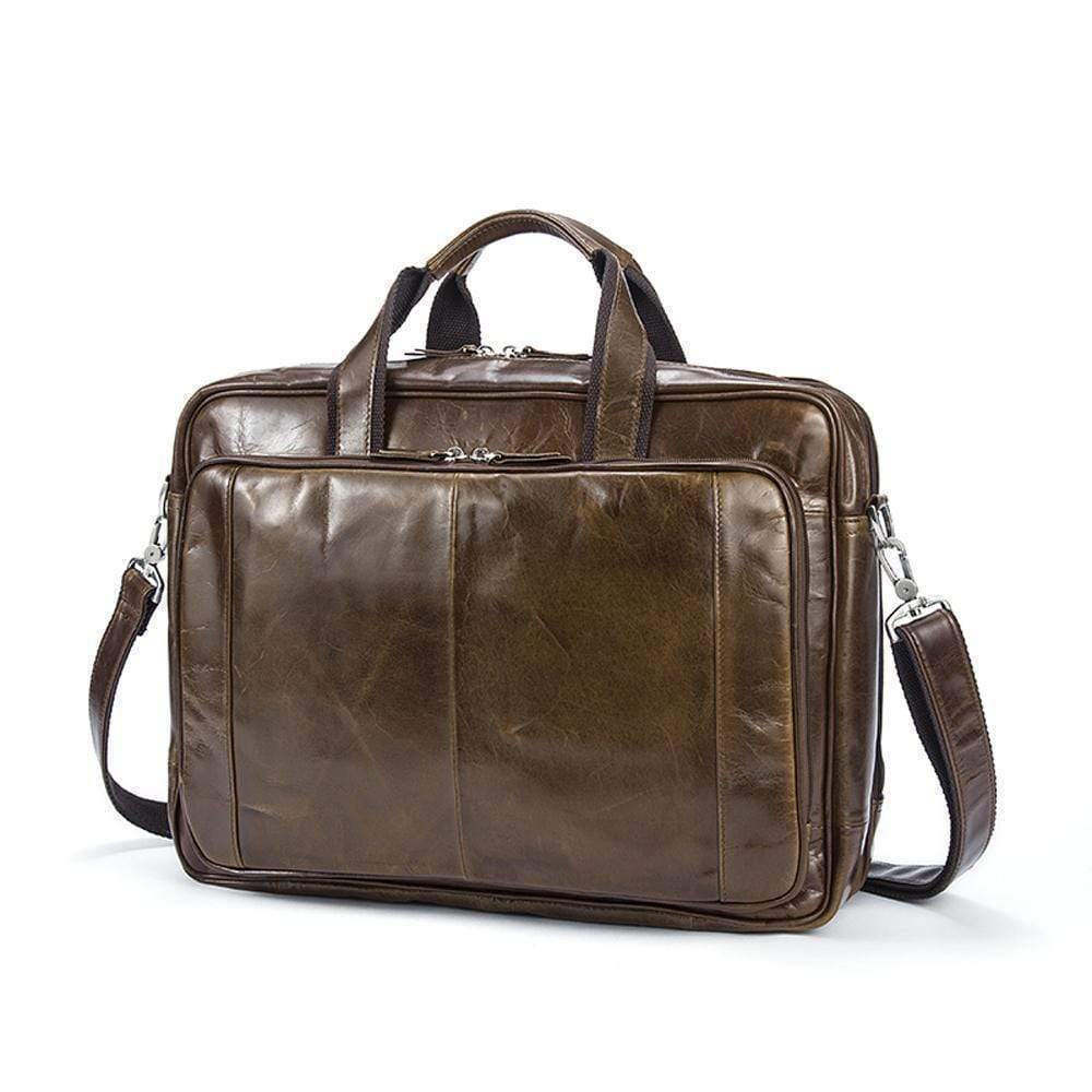 Rossie Viren Vegetable Brown Large Double Zip Briefcase-2