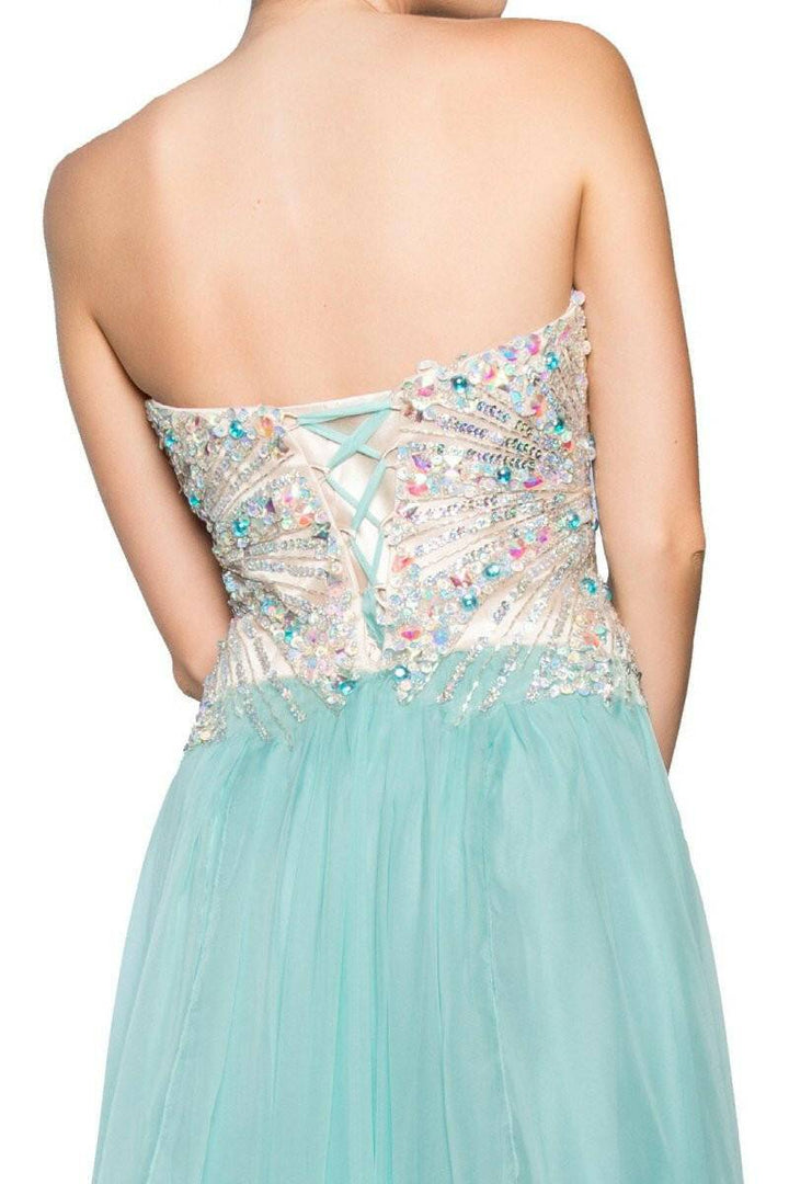 Strapless Sweetheart Chiffon with Sequin Embellished Bodice Long Prom Dress GLGL2092-Shangri-La Fashion