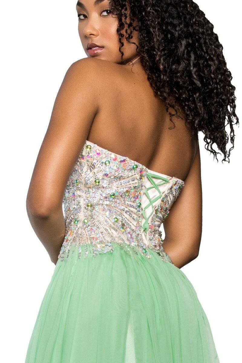 Strapless Sweetheart Chiffon with Sequin Embellished Bodice Long Prom Dress GLGL2092-Shangri-La Fashion