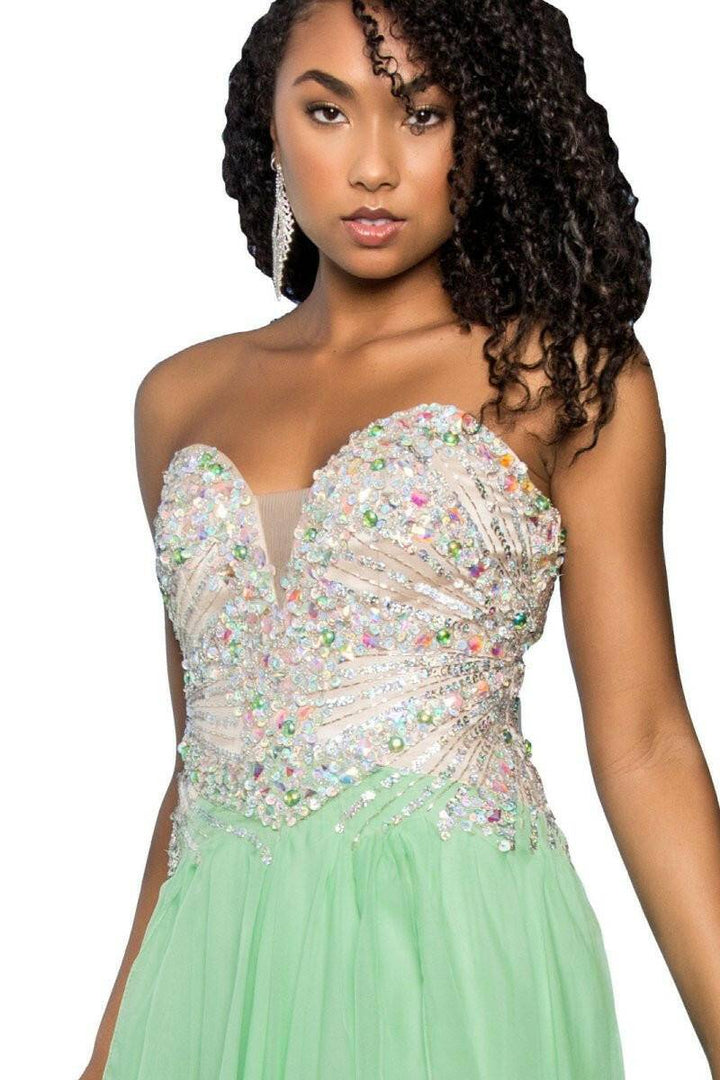 Strapless Sweetheart Chiffon with Sequin Embellished Bodice Long Prom Dress GLGL2092-Shangri-La Fashion