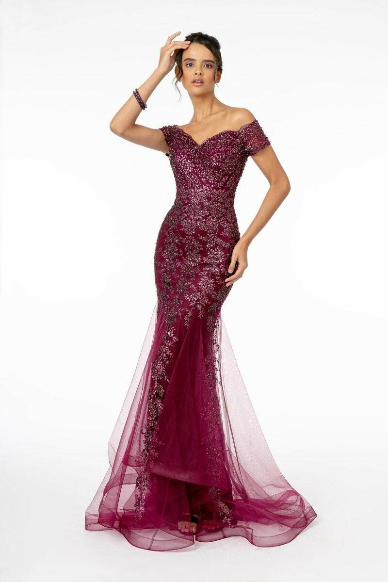 Sweetheart Neckline Glitter Mesh w/ Cut-Out Back Long Prom Dress GLGL1823-Shangri-La Fashion