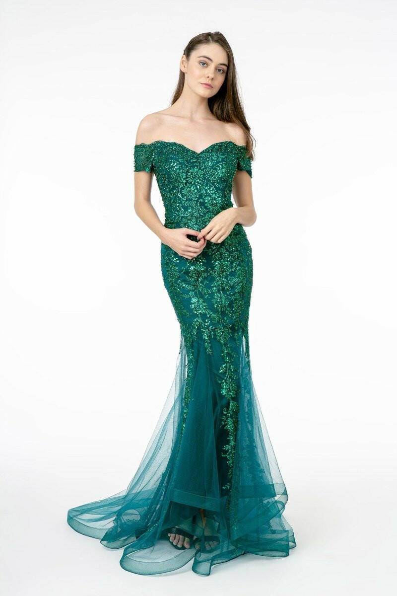 Sweetheart Neckline Glitter Mesh w/ Cut-Out Back Long Prom Dress GLGL1823-Shangri-La Fashion