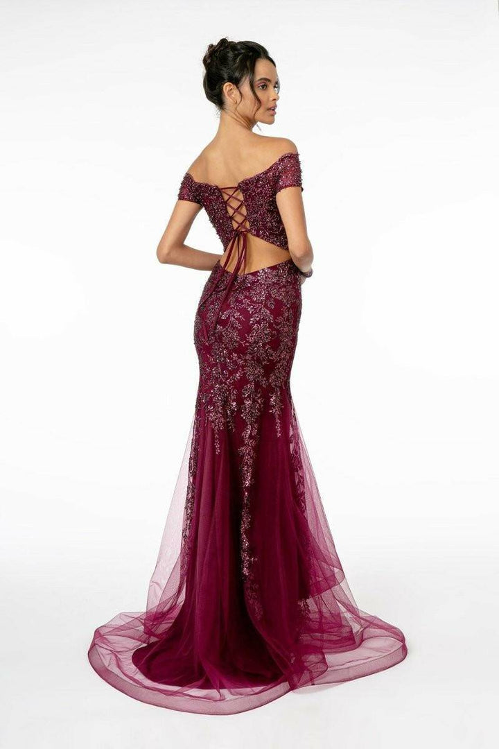 Sweetheart Neckline Glitter Mesh w/ Cut-Out Back Long Prom Dress GLGL1823-Shangri-La Fashion