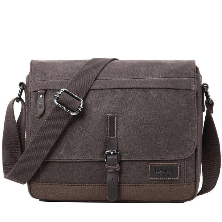 TRP0443 Troop London Heritage Canvas Leather Messenger Bag, Travel Bag, Tablet Friendly