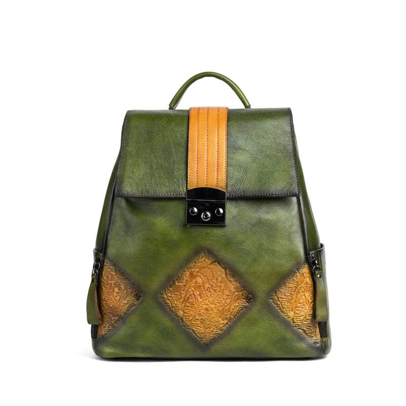 Women’s Vintage Leather Backpack Handle Shoulder Bag-4