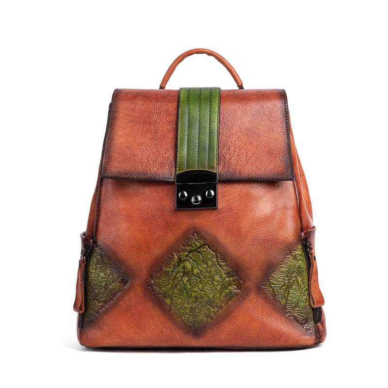 Women’s Vintage Leather Backpack Handle Shoulder Bag-Shangri-La Fashion